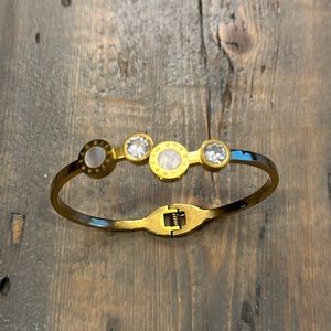 18K Golden-Plated Stainless Steel Rhinestone & Shell Bracelet